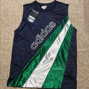 Adidas Black and Green Sleeveless Top